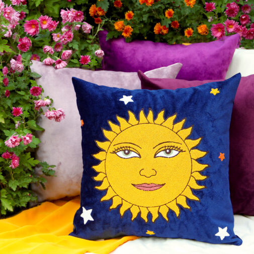 hello sunshine dark blue throw pillow