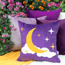 crescent moon purple throw pillow