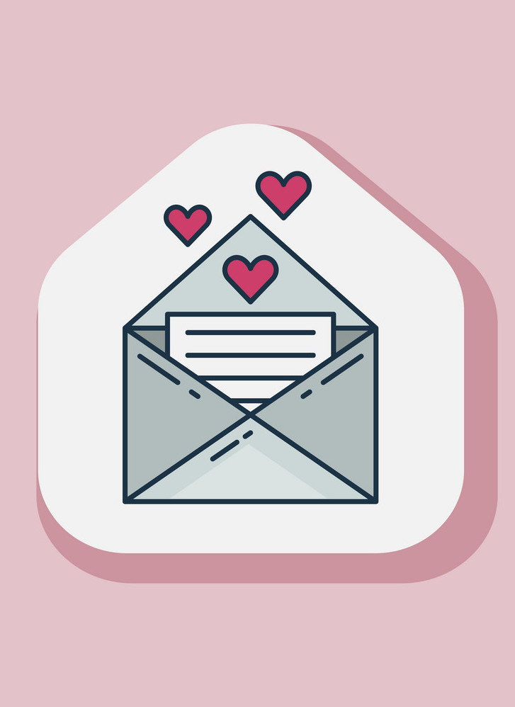 valentine day love letter line art sticker vector 28384828